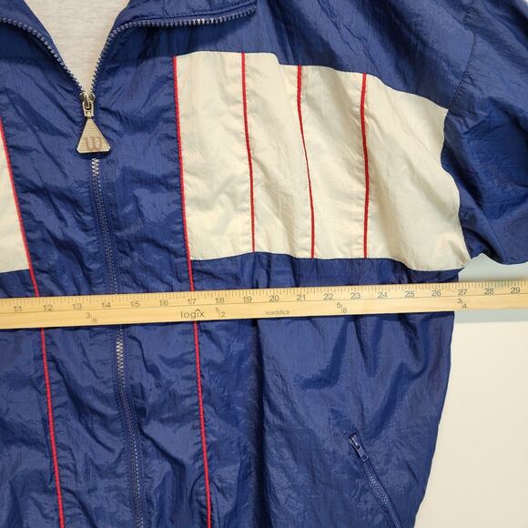 Vintage Wilson Tracksuit Jacket Mens XL Blue White Warmup Classic Fit Retro - Picture 13 of 14